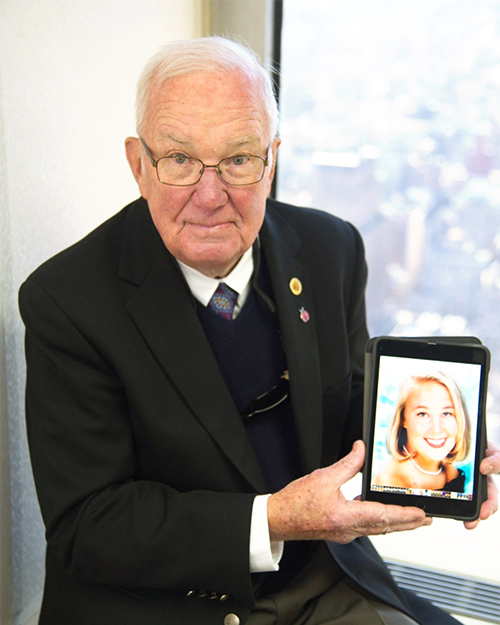 Carl with photo of Erin Carl with photo of Erin